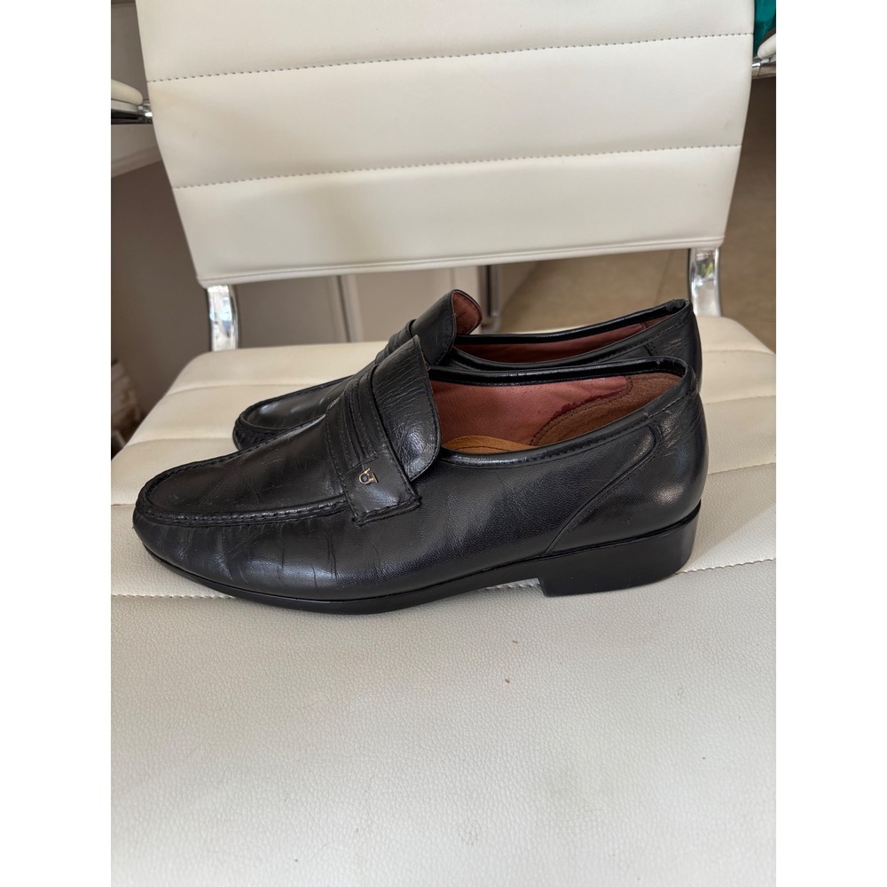 French Shriner Dayton Mens Black Leather Penny Loafers Dress Shoes 9.5W FS0-6891
